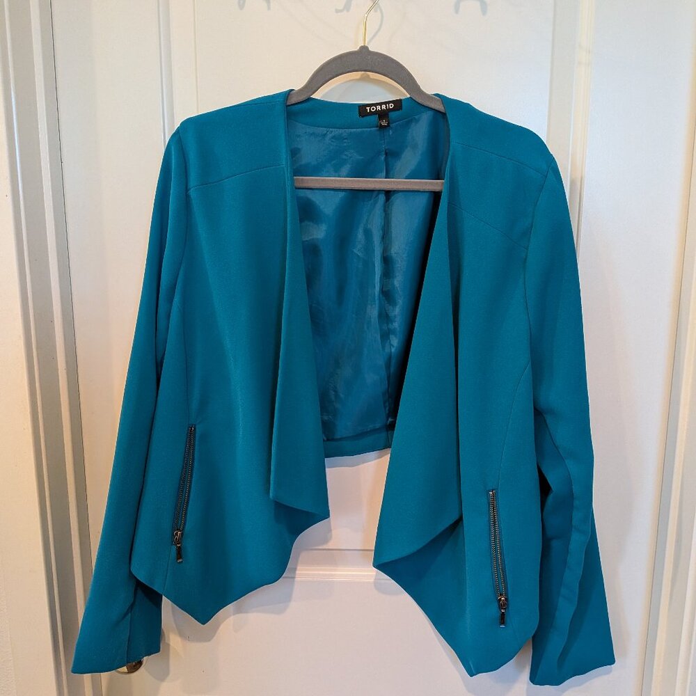torrid Teal Open Front Blazer Jacket